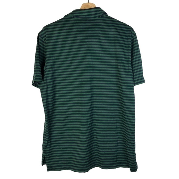 Brooks Brothers Slim Fit Green & Blue Stripe Short Sleeve Polo L - Picture 2 of 4
